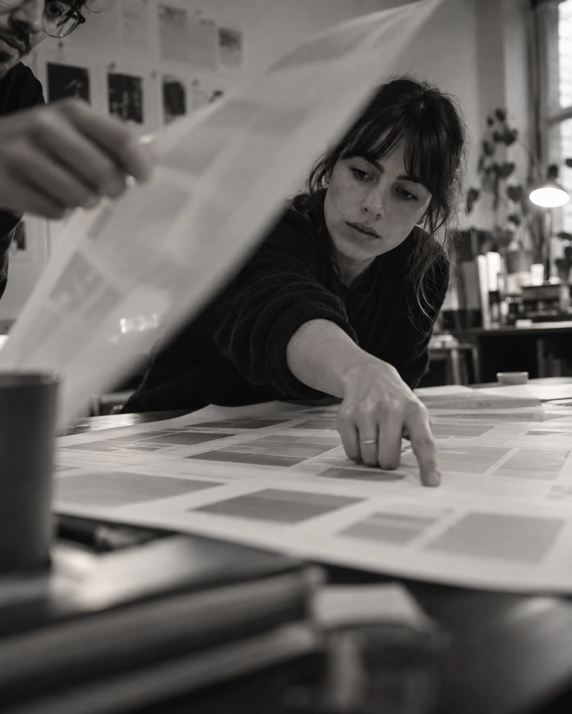 A person reviewing evidence and proposed changes.