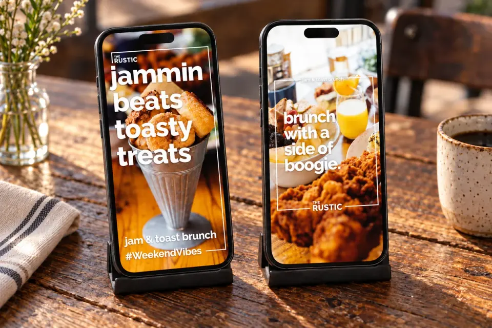 Jam & Toast Brunch / social campaign pair for The Rustic.