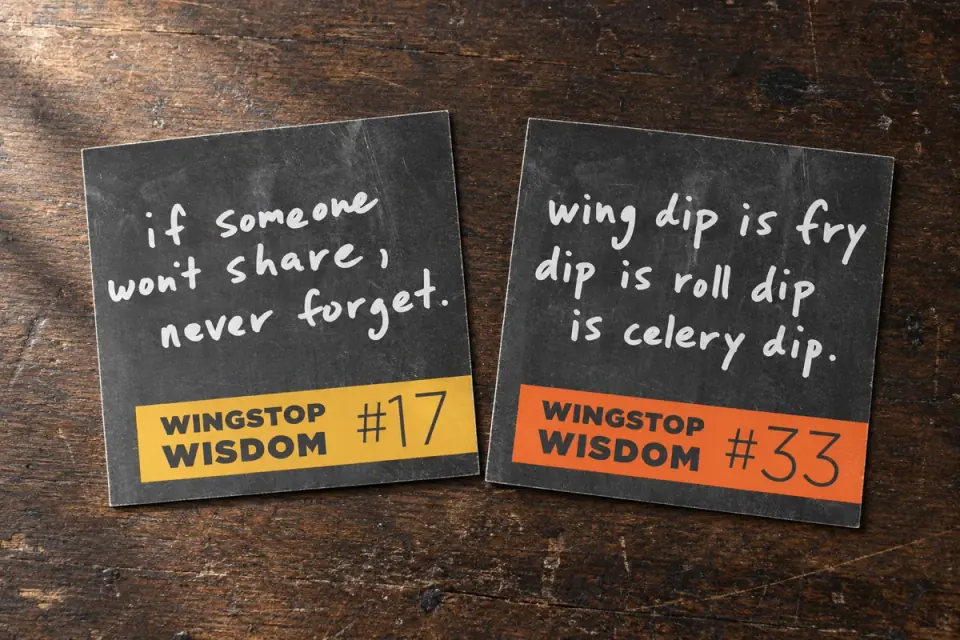 Wingstop Wisdom / original #17 and #33 print pair for Wingstop.