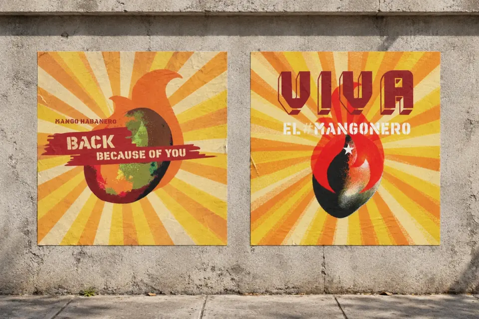 Mango return / street poster pair for Wingstop.